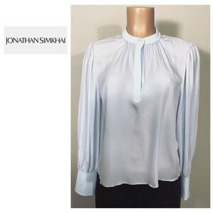 New. Jonathan Simkhai blue silk top. Retails $395. Medium